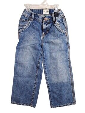 Carpenter Jeans | Distressed Denim Play Pants | Adjustable Waist - Boys 4T